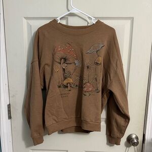American Eagle Outfitters Brown Sweater with Mushroom Design